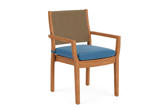 Lloyd Flanders - Teak Loom Back Teak Dining Armchair In Fawn Finish With Bamboo Bay Sky Fabric - 2862010052007 view 1