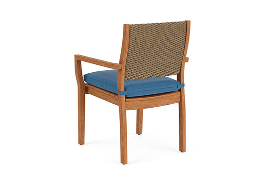 Lloyd Flanders - Teak Loom Back Teak Dining Armchair In Fawn Finish With Bamboo Bay Sky Fabric - 2862010052007 view 2