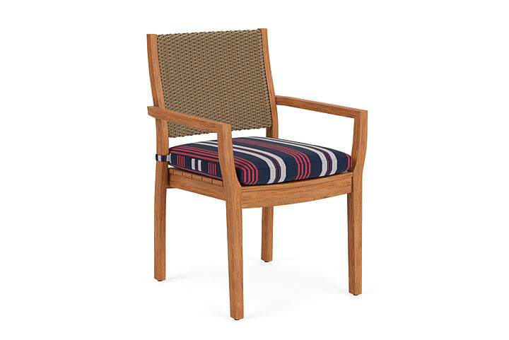 Lloyd Flanders - Teak Loom Back Teak Dining Armchair In Fawn Finish With Berkely Hall Navy Fabric - 2862010052063 view 1
