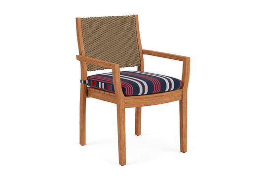 Lloyd Flanders - Teak Loom Back Teak Dining Armchair In Fawn Finish With Berkely Hall Navy Fabric - 2862010052063 view 1