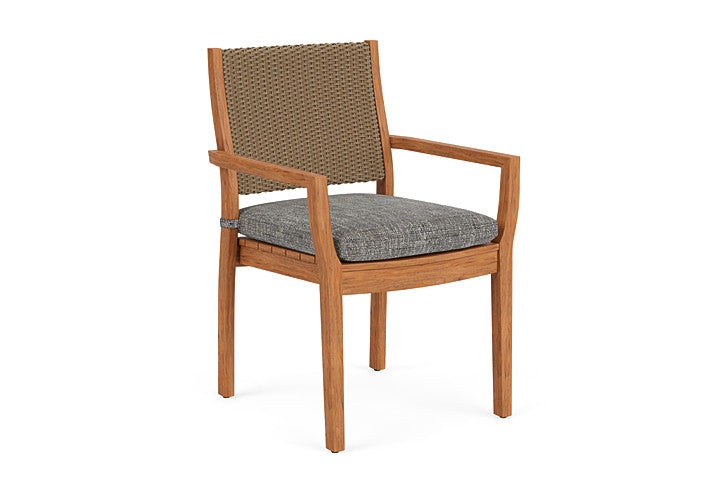 Lloyd Flanders - Teak Loom Back Teak Dining Armchair In Fawn Finish With Black Sand Fabric - 2862010052040 view 1
