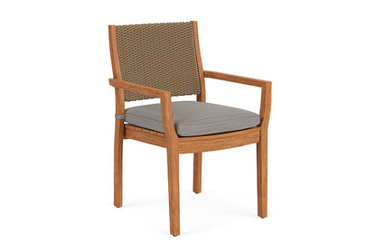 Lloyd Flanders - Teak Loom Back Teak Dining Armchair In Fawn Finish With Boten Dark Urban Fabric - 2862010052059 view 1