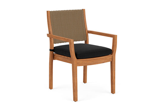 Lloyd Flanders - Teak Loom Back Teak Dining Armchair In Fawn Finish With Canvas Black Fabric - 286201005157 view 1