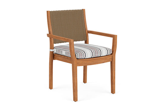 Lloyd Flanders - Teak Loom Back Teak Dining Armchair In Fawn Finish With Deering Cadet Fabric - 2862010052047 view 1