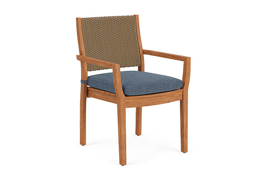 Lloyd Flanders - Teak Loom Back Teak Dining Armchair In Fawn Finish With Deluna Aegean Fabric - 2862010052030 view 1