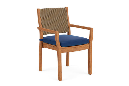 Lloyd Flanders - Teak Loom Back Teak Dining Armchair In Fawn Finish With Flagship Lapis Fabric - 2862010051813 view 1