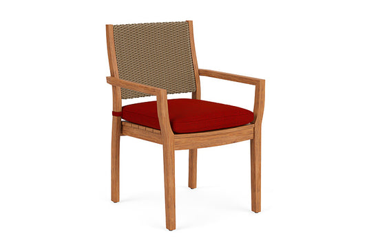 Lloyd Flanders - Teak Loom Back Teak Dining Armchair In Fawn Finish With Partyline Lollipop Fabric - 2862010052054 view 1