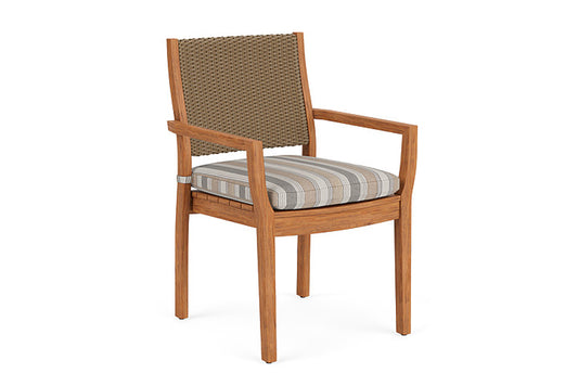 Lloyd Flanders - Teak Loom Back Teak Dining Armchair In Fawn Finish With Purveyor Pewter Fabric - 286201005146 view 1