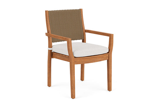 Lloyd Flanders - Teak Loom Back Teak Dining Armchair In Fawn Finish With Reflections Snow Fabric - 2862010052014 view 1
