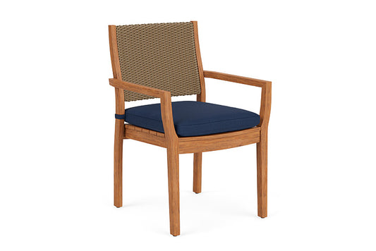 Lloyd Flanders - Teak Loom Back Teak Dining Armchair In Fawn Finish With Sandberg Navy Fabric - 2862010052025 view 1