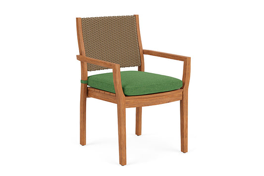 Lloyd Flanders - Teak Loom Back Teak Dining Armchair In Fawn Finish With Seadog Botanical Fabric - 2862010052066 view 1