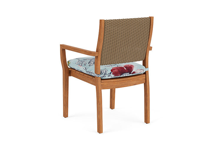 Lloyd Flanders - Teak Loom Back Teak Dining Armchair In Fawn Finish With Serena Floral Meadow Fabric - 2862010052079 view 2