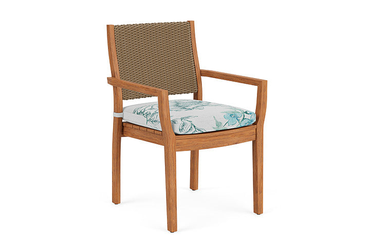 Lloyd Flanders - Teak Loom Back Teak Dining Armchair In Fawn Finish With Serena Floral Mist Fabric - 2862010052078 view 1