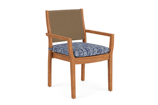 Lloyd Flanders - Teak Loom Back Teak Dining Armchair In Fawn Finish With Visions Cobalt Fabric - 286201005683 view 1