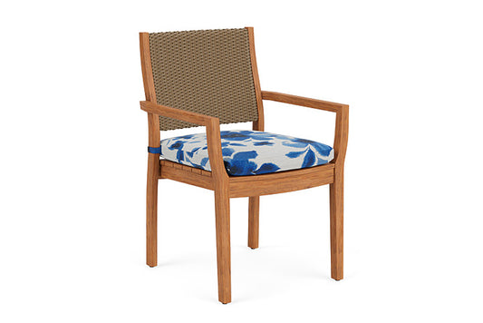 Lloyd Flanders - Teak Loom Back Teak Dining Armchair In Fawn Finish With Watercolor Blossom Capri Fabric - 286201005672 view 1