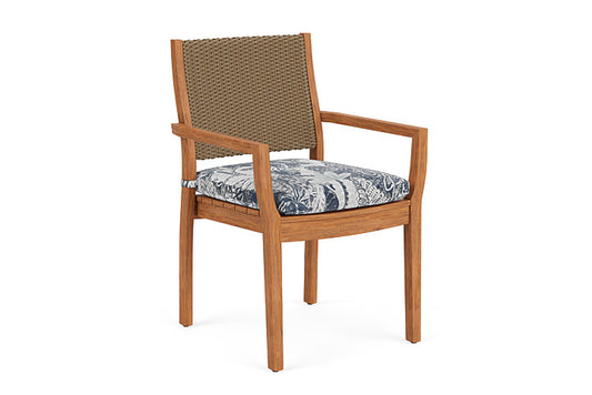 Lloyd Flanders - Teak Loom Back Teak Dining Armchair In Fawn Finish With Wayfarer Mist Fabric - 2862010052074 view 1