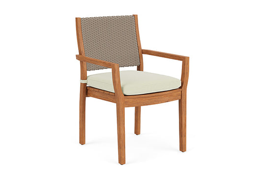 Lloyd Flanders - Teak Loom Back Teak Dining Armchair In French Beige Finish With Bamboo Bay Meadow Fabric - 2862010072060 view 1