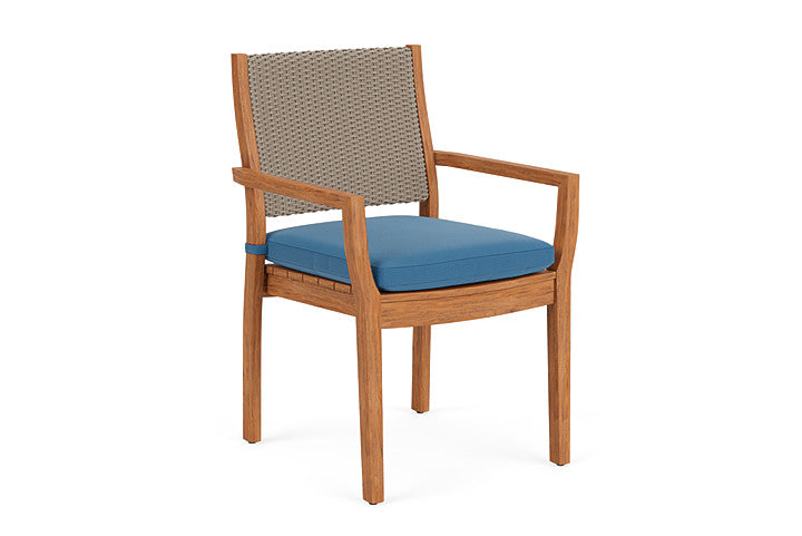 Lloyd Flanders - Teak Loom Back Teak Dining Armchair In French Beige Finish With Bamboo Bay Sky Fabric - 2862010072007 view 1