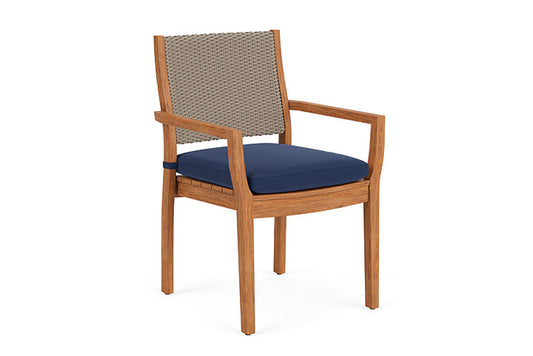 Lloyd Flanders - Teak Loom Back Teak Dining Armchair In French Beige Finish With Beach Navy Fabric - 2862010072013 view 1