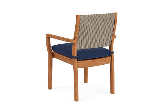 Lloyd Flanders - Teak Loom Back Teak Dining Armchair In French Beige Finish With Beach Navy Fabric - 2862010072013 view 2