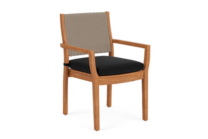 Lloyd Flanders - Teak Loom Back Teak Dining Armchair In French Beige Finish With Canvas Black Fabric - 286201007157 view 1