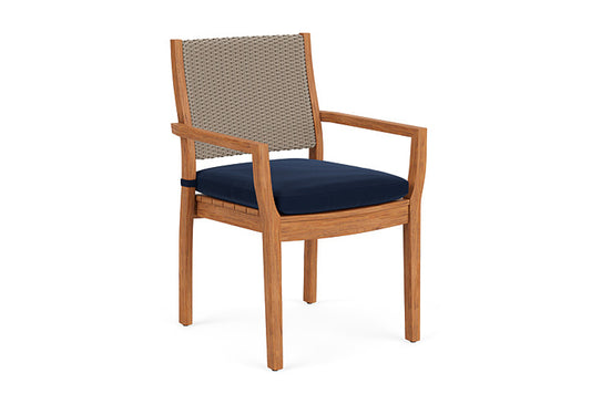 Lloyd Flanders - Teak Loom Back Teak Dining Armchair In French Beige Finish With Decorline Navy Fabric - 2862010072019 view 1