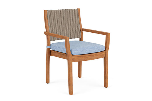 Lloyd Flanders - Teak Loom Back Teak Dining Armchair In French Beige Finish With Demo Skyway Fabric - 286201007065 view 1
