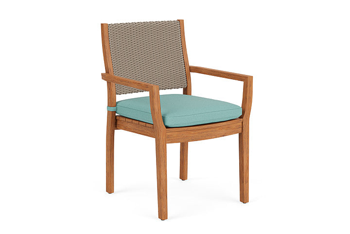 Lloyd Flanders - Teak Loom Back Teak Dining Armchair In French Beige Finish With Fife Aruba Fabric - 286201007748 view 1