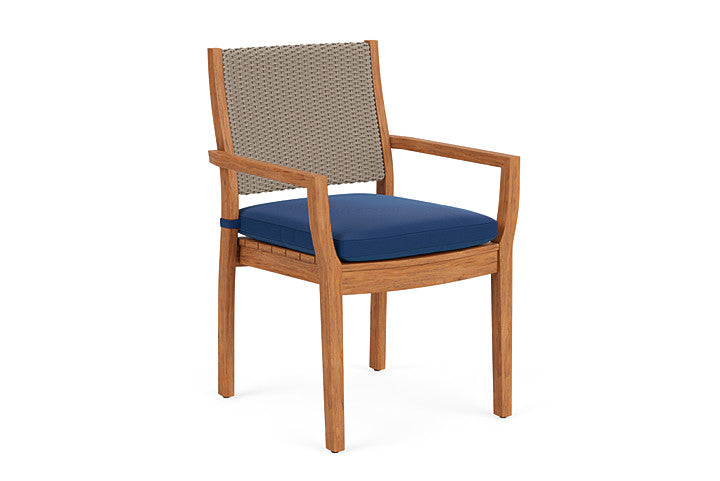 Lloyd Flanders - Teak Loom Back Teak Dining Armchair In French Beige Finish With Flagship Lapis Fabric - 2862010071813 view 1