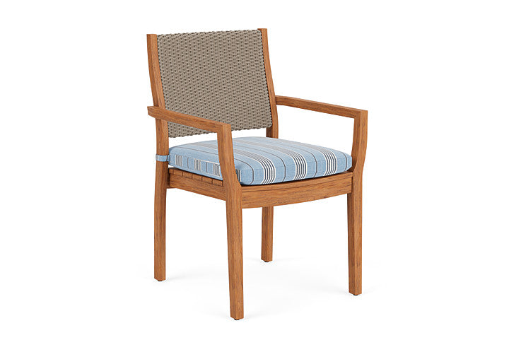 Lloyd Flanders - Teak Loom Back Teak Dining Armchair In French Beige Finish With Hansen Sky Fabric - 286201007064 view 1