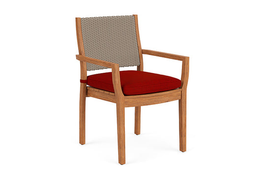 Lloyd Flanders - Teak Loom Back Teak Dining Armchair In French Beige Finish With Partyline Lollipop Fabric - 2862010072054 view 1