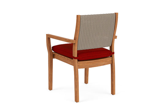 Lloyd Flanders - Teak Loom Back Teak Dining Armchair In French Beige Finish With Partyline Lollipop Fabric - 2862010072054 view 2