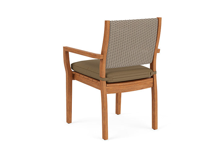 Lloyd Flanders - Teak Loom Back Teak Dining Armchair In French Beige Finish With Reflections Straw Fabric - 2862010072053 view 2