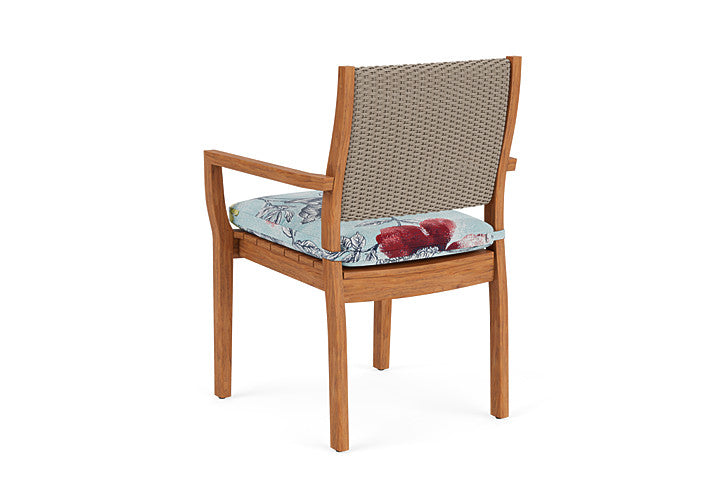 Lloyd Flanders - Teak Loom Back Teak Dining Armchair In French Beige Finish With Serena Floral Meadow Fabric - 2862010072079 view 2