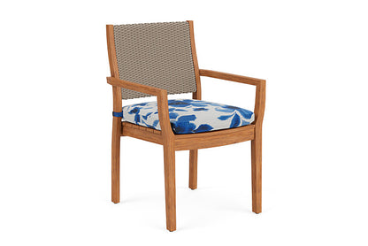 Lloyd Flanders - Teak Loom Back Teak Dining Armchair In French Beige Finish With Watercolor Blossom Capri Fabric - 286201007672 view 1