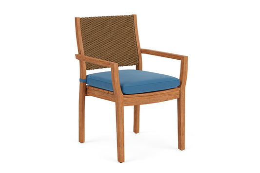 Lloyd Flanders - Teak Loom Back Teak Dining Armchair In Hickory Finish With Bamboo Bay Sky Fabric - 2862010802007 view 1