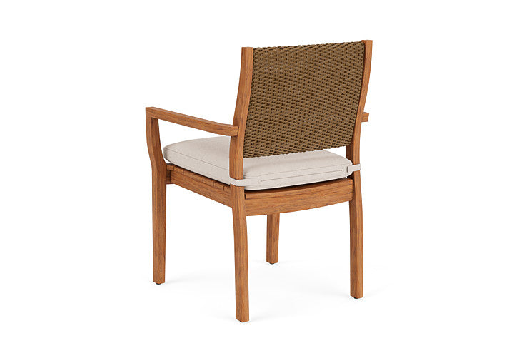 Lloyd Flanders - Teak Loom Back Teak Dining Armchair In Hickory Finish With Canvas Birds Eye Fabric - 286201080937 view 2