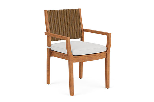 Lloyd Flanders - Teak Loom Back Teak Dining Armchair In Hickory Finish With Canvas Natural Fabric - 286201080159 view 1