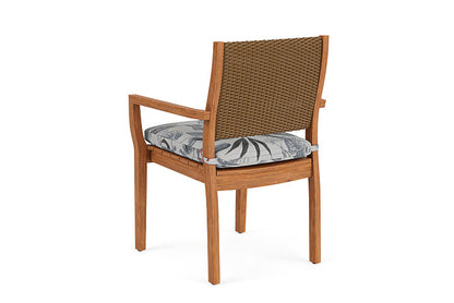 Lloyd Flanders - Teak Loom Back Teak Dining Armchair In Hickory Finish With Delicate Botanical Slate Fabric - 2862010802076 view 2