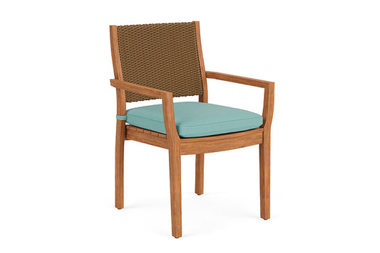 Lloyd Flanders - Teak Loom Back Teak Dining Armchair In Hickory Finish With Fife Aruba Fabric - 286201080748 view 1