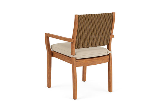 Lloyd Flanders - Teak Loom Back Teak Dining Armchair In Hickory Finish With Raindrop Almond Fabric - 2862010802055 view 2