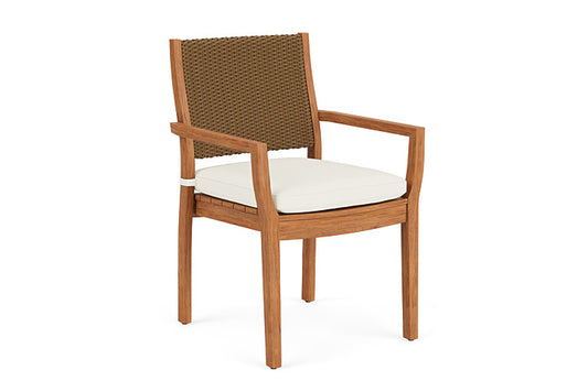 Lloyd Flanders - Teak Loom Back Teak Dining Armchair In Hickory Finish With Sailcloth Salt Fabric - 286201080890 view 1