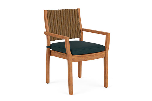 Lloyd Flanders - Teak Loom Back Teak Dining Armchair In Hickory Finish With Sandberg Lagoon Fabric - 2862010802039 view 1