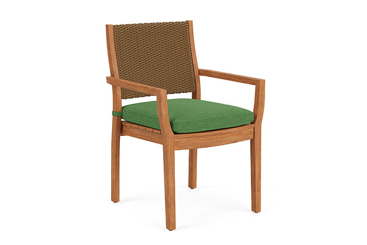 Lloyd Flanders - Teak Loom Back Teak Dining Armchair In Hickory Finish With Seadog Botanical Fabric - 2862010802066 view 1