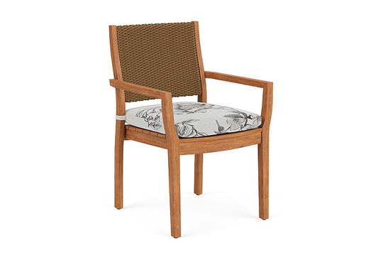 Lloyd Flanders - Teak Loom Back Teak Dining Armchair In Hickory Finish With Serena Floral Dove Fabric - 2862010802077 view 1