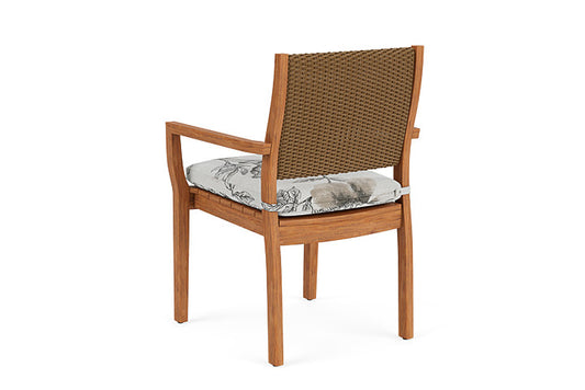 Lloyd Flanders - Teak Loom Back Teak Dining Armchair In Hickory Finish With Serena Floral Dove Fabric - 2862010802077 view 2
