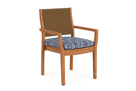 Lloyd Flanders - Teak Loom Back Teak Dining Armchair In Hickory Finish With Visions Cobalt Fabric - 286201080683 view 1