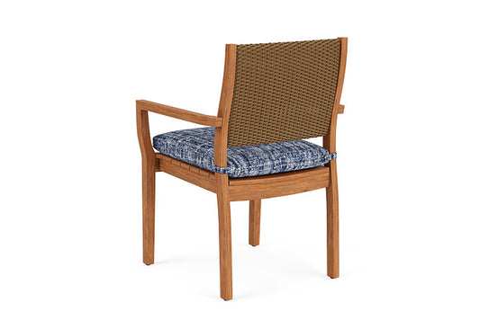 Lloyd Flanders - Teak Loom Back Teak Dining Armchair In Hickory Finish With Visions Cobalt Fabric - 286201080683 view 2