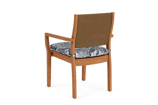Lloyd Flanders - Teak Loom Back Teak Dining Armchair In Hickory Finish With Wayfarer Mist Fabric - 2862010802074 view 2