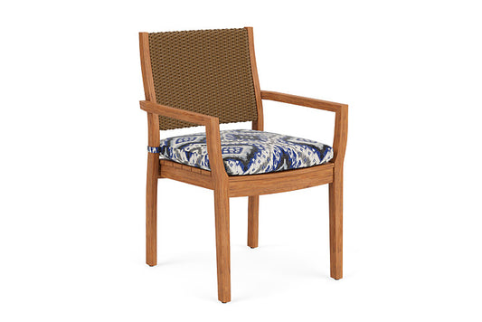 Lloyd Flanders - Teak Loom Back Teak Dining Armchair In Hickory Finish With Yoko Mediterranean Fabric - 286201080705 view 1